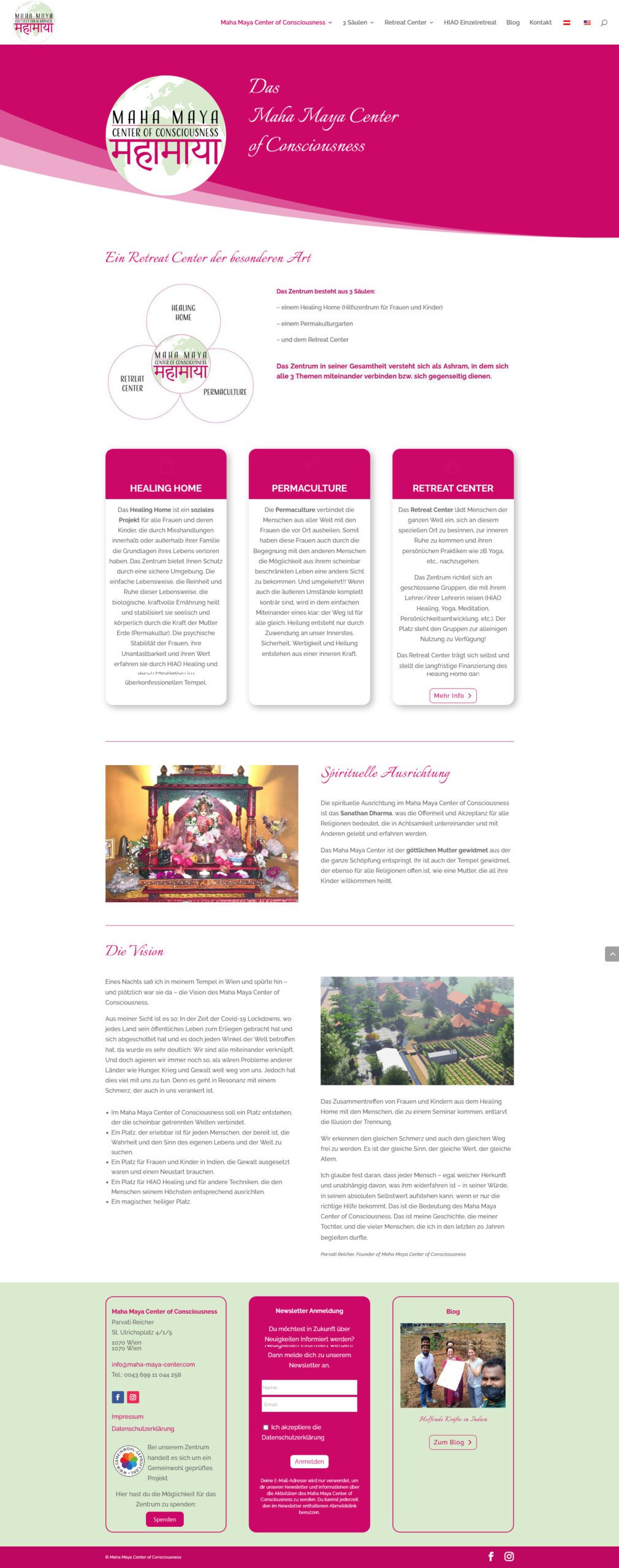 Webseite Maha Maya Center